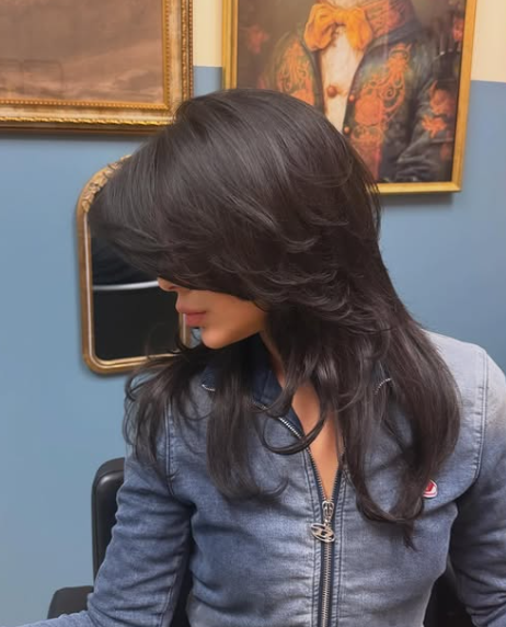Dark layered haircut
