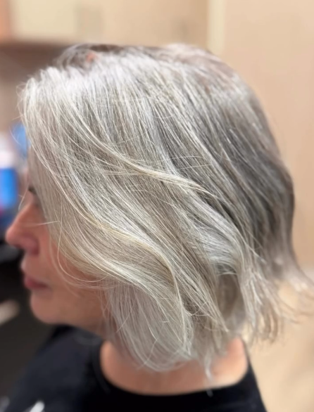 Silver blonde bob styling